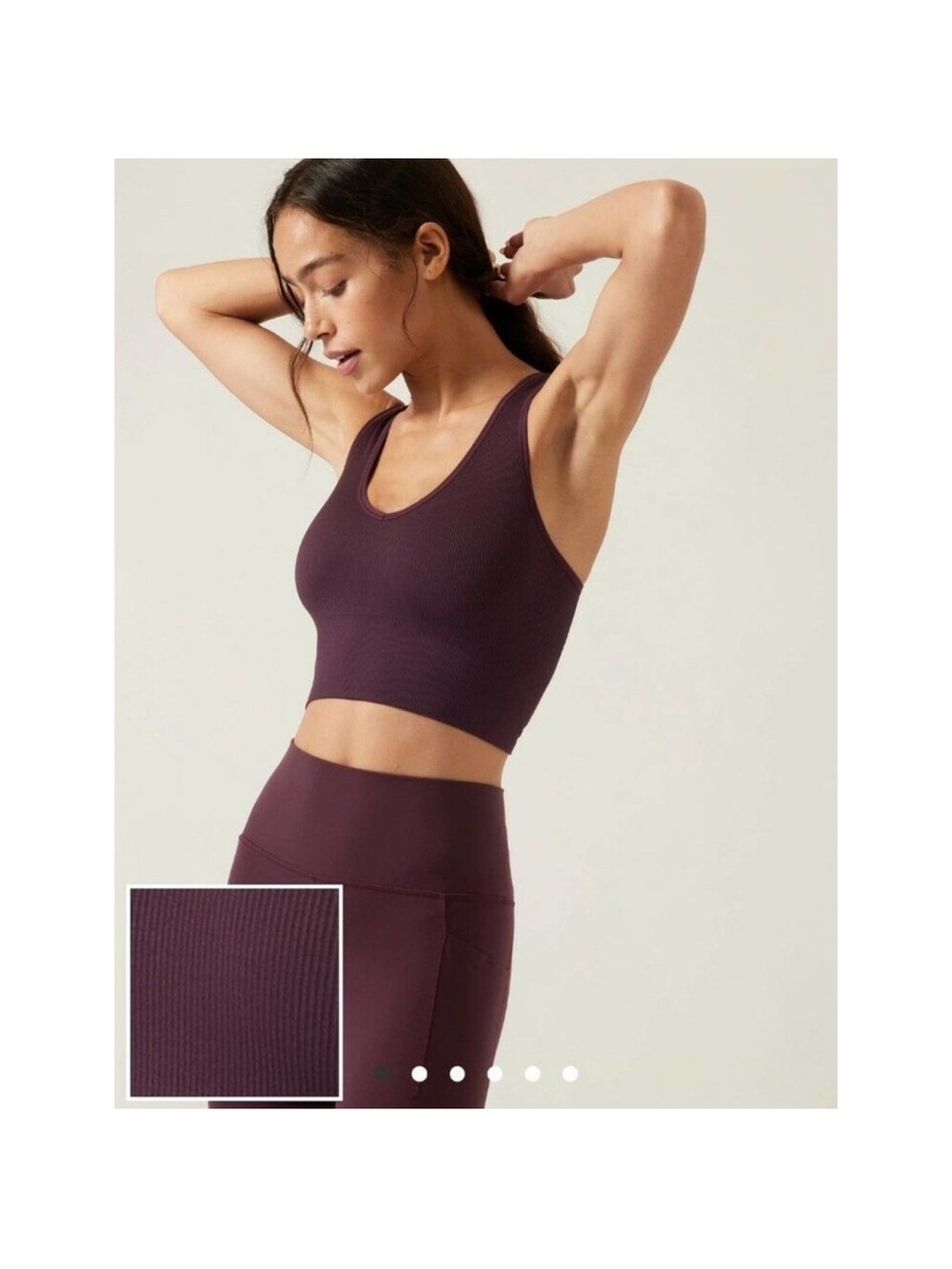 Small Athleta Aurora Seamless Crop Rib Tank Burgundy